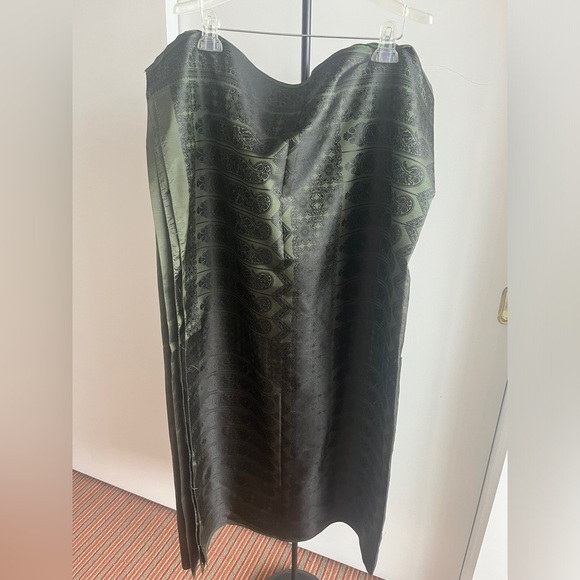 Sophisticated FabIndia style Sari 100% Silk Saree Forest 🌳 green black thread wk - Picture 4 of 14